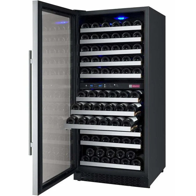 Allavino 121 Bottle FlexCount II Tru-Vino Dual Zone Stainless Steel Left Hinge Wine Cooler VSWR121-2SL20