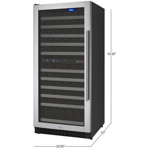 Allavino 121 Bottle FlexCount II Tru-Vino Dual Zone Stainless Steel Left Hinge Wine Cooler VSWR121-2SL20