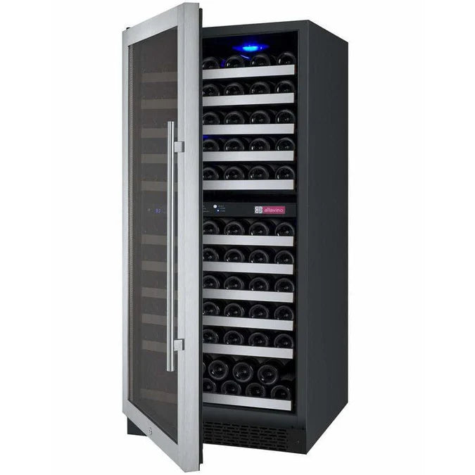 Allavino 121 Bottle FlexCount II Tru-Vino Dual Zone Stainless Steel Left Hinge Wine Cooler VSWR121-2SL20