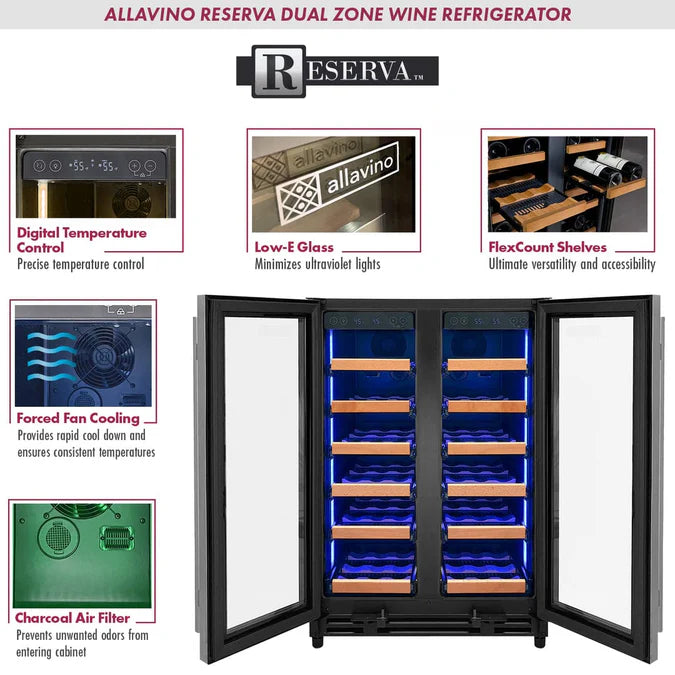 Allavino Reserva Series 36 Bottle Dual Zone Wine Refrigerator VSW3634FD-2S