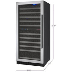 Allavino 121 Bottle FlexCount II Tru-Vino Dual Zone Stainless Steel Left Hinge Wine Cooler VSWR121-2SL20