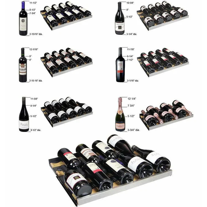 Allavino FlexCount Classic II Tru-Vino 174 Bottle Single Zone Stainless Steel Left Hinge Wine Fridge YHWR174-1SL20