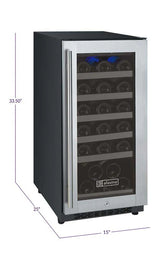 Allavino 15" Wide FlexCount II Tru-Vino 30 Bottle Single Zone Right Hinge Wine Refrigerator VSWR30-1SR20