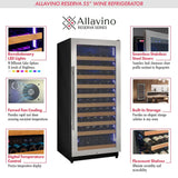 Allavino 238 Bottle 55" Tall Dual Zone Stainless Steel Wine Refrigerator